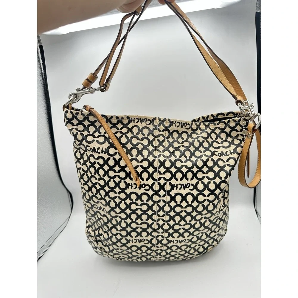 Coach Hobo Handbag Op Art 'Leah' Canvas Convertible